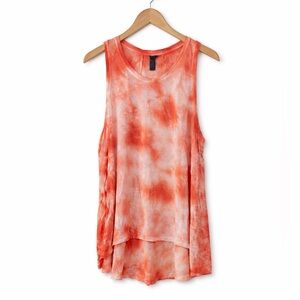 Sweaty Betty Coral Tie Dye Tunic Tank Top High Low Hem Sleeveless XL Athleisure